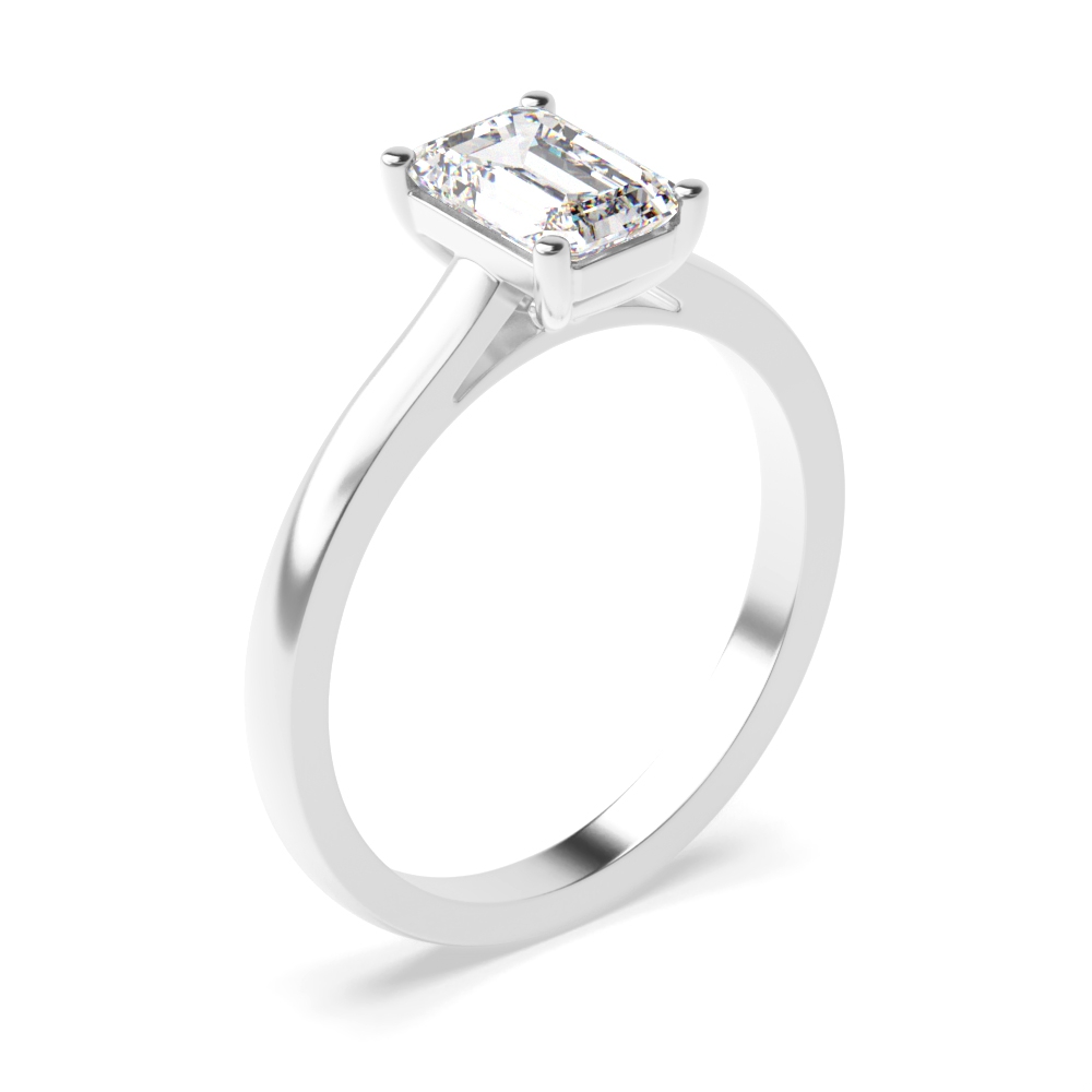 emerald Raise Shoulder Solitaire Diamond Engagement Ring
