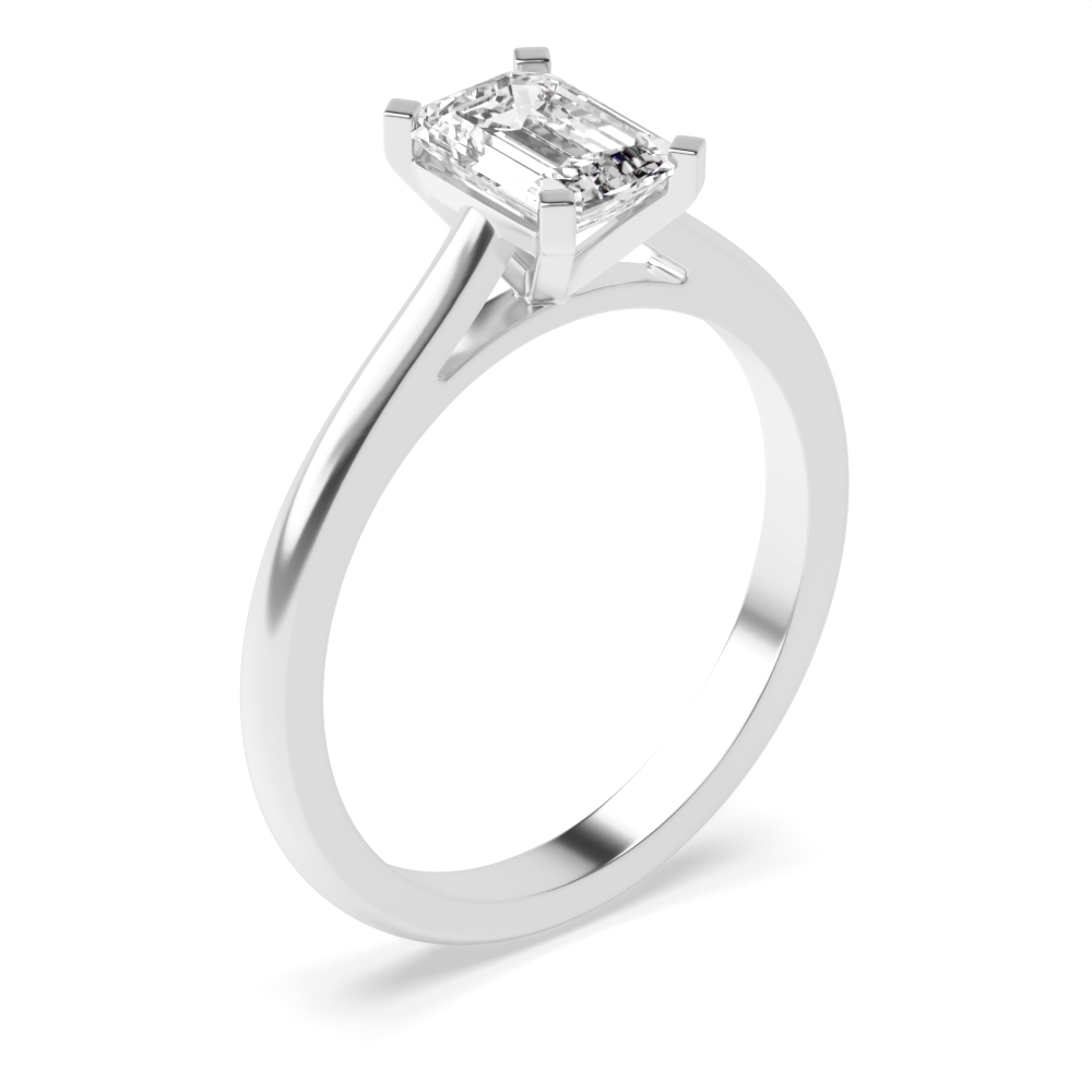 emerald Low Setting Solitaire Diamond Engagement Ring