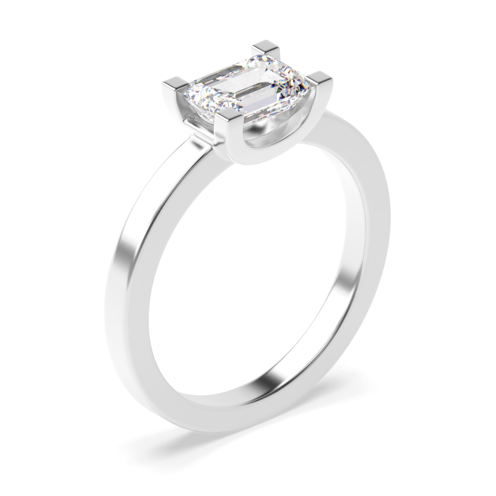 Emerald Solitaire Diamond Engagement Ring