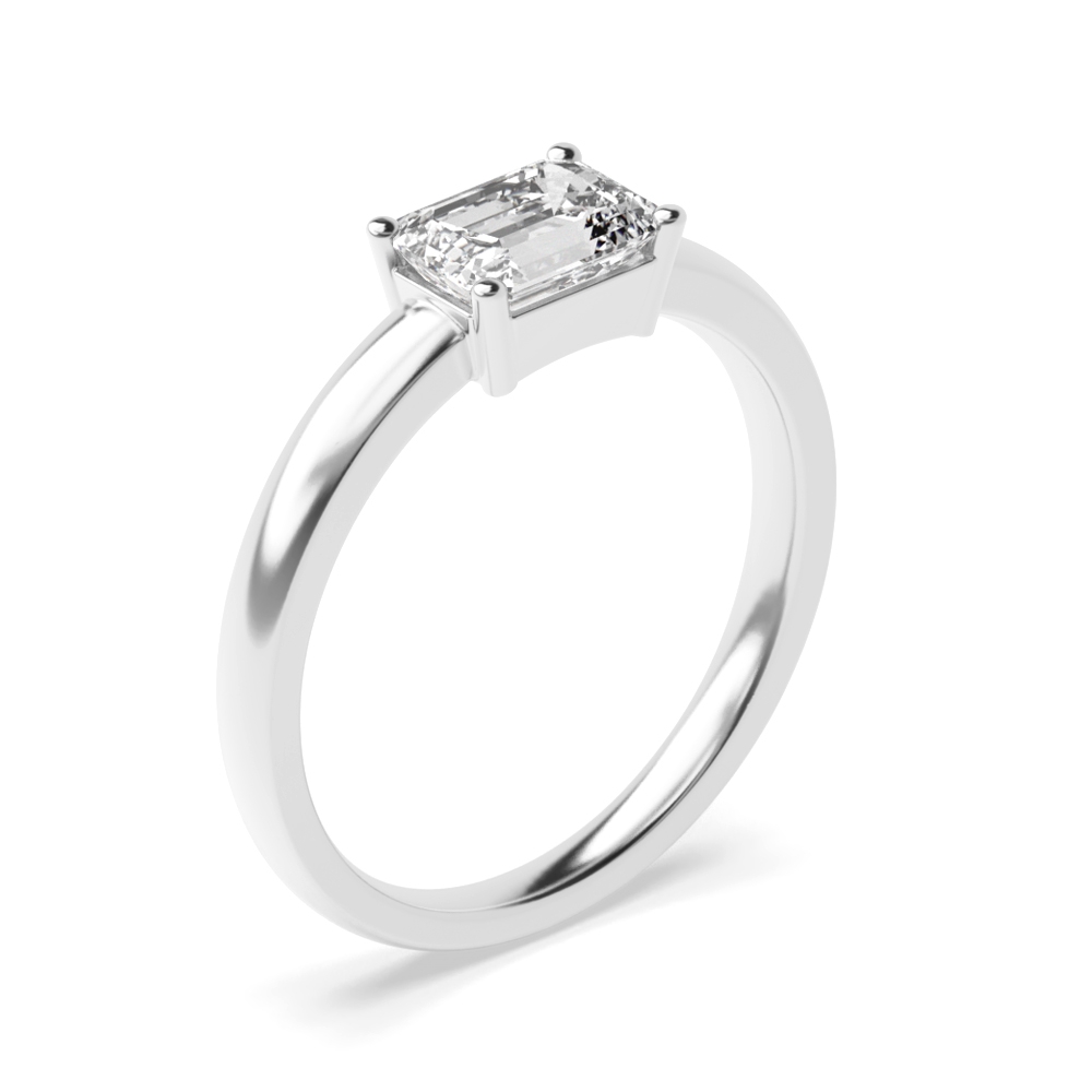 Emerald Solitaire Diamond Engagement Ring for Women