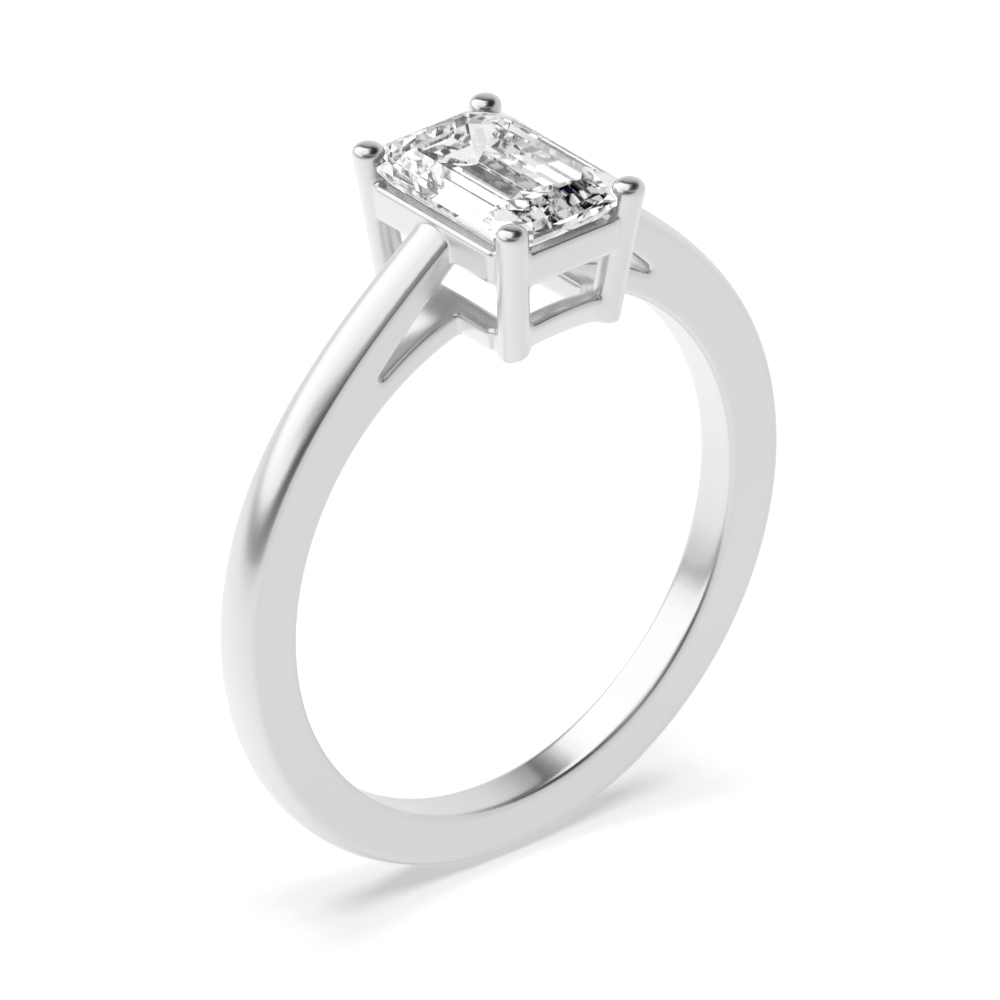 Emerald High Set Solitaire Diamond Engagement Ring