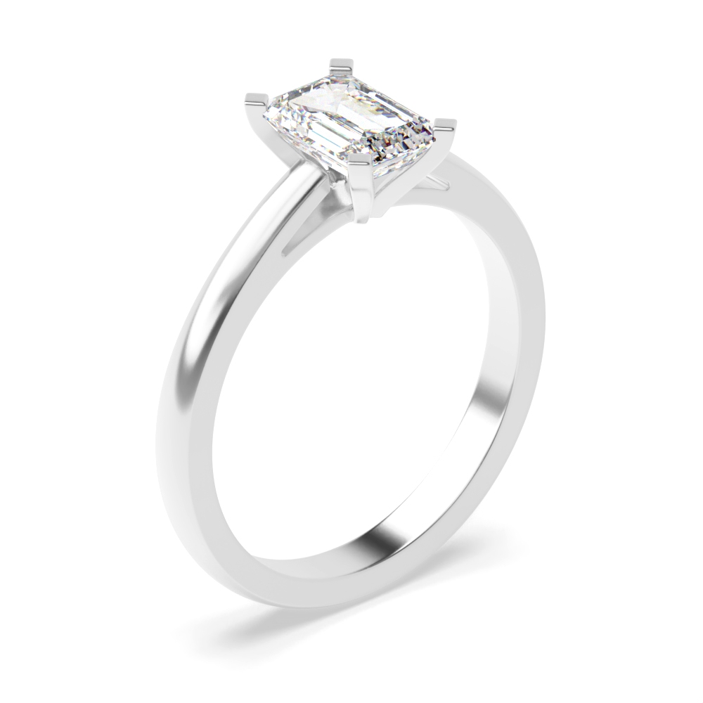 Emerald Open Setting Solitaire Diamond Engagement Ring
