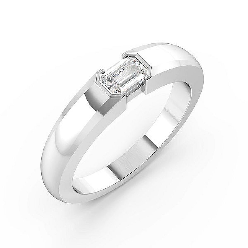 Emerald Tension Set Solitaire Diamond Engagement Ring