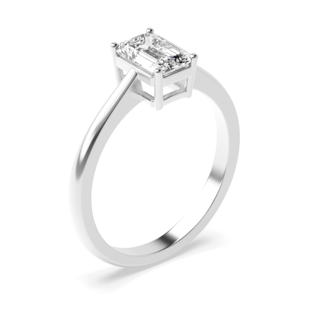 Emerald Tapering Shoulder Solitaire Diamond Engagement Ring
