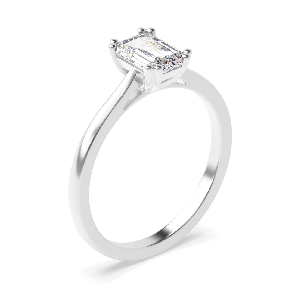 Emerald Twin Claws Solitaire Diamond Engagement Ring