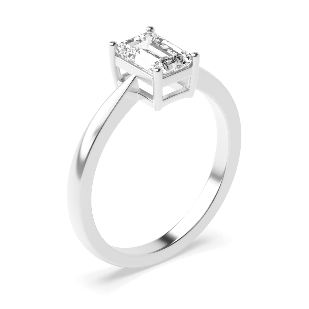 Emerald Basket Set Solitaire Diamond Engagement Ring