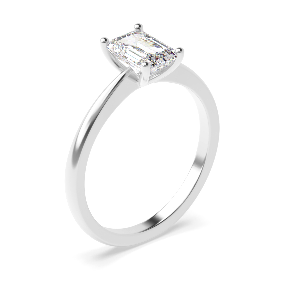 Emerald Shoulder Gallery Solitaire Diamond Engagement Ring