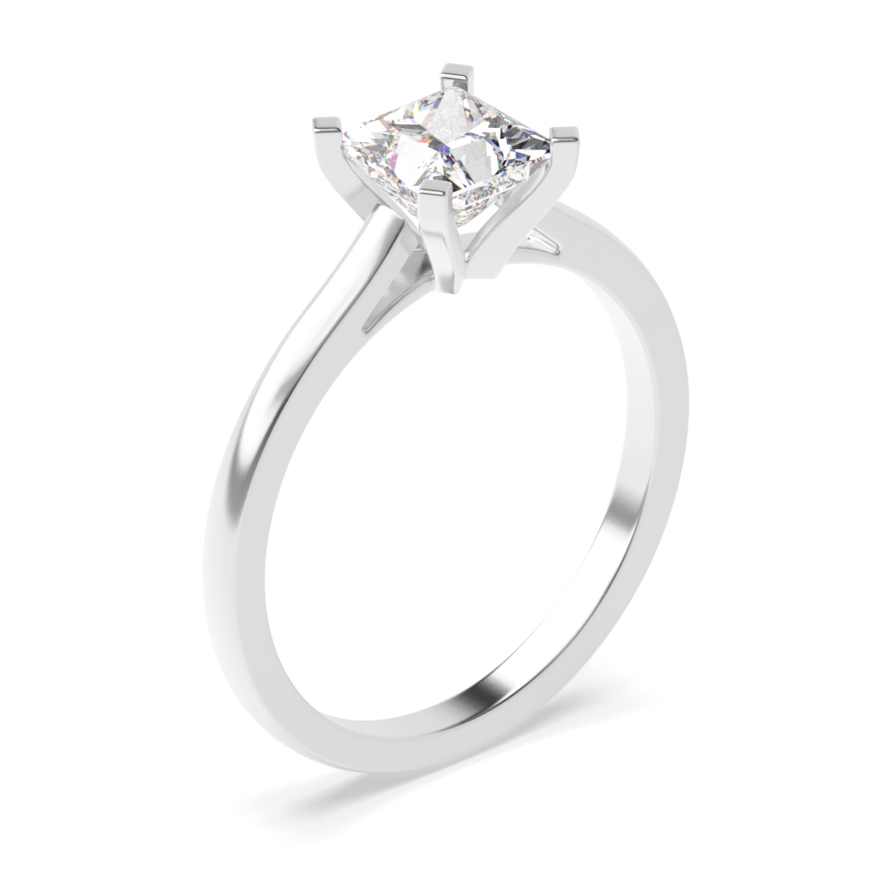 Princess Solitaire Diamond Engagement Ring In 4 Claws High Set