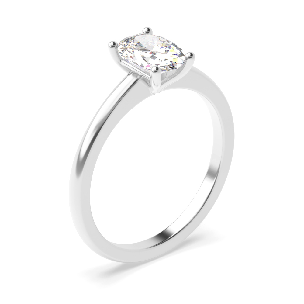 Low Set Oval Solitaire Diamond Engagement Rings