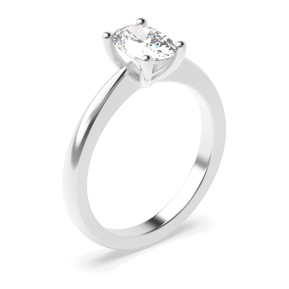 Tapering  Shoulder Oval Solitaire Diamond Engagement Rings