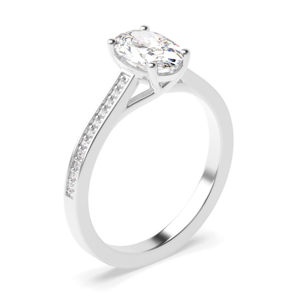 Cross Ovar Claws Oval Shoulder Set Diamond Engagement Rings