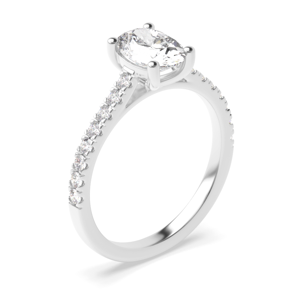 Delicate Oval Shoulder Set Diamond Engagement Rings