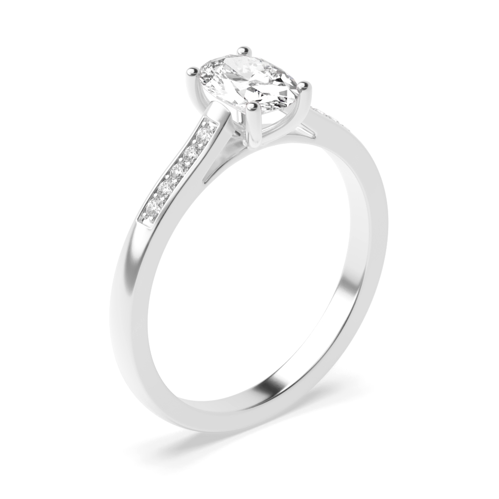 Classic Open Setting Oval Shoulder Set Diamond Engagement Rings