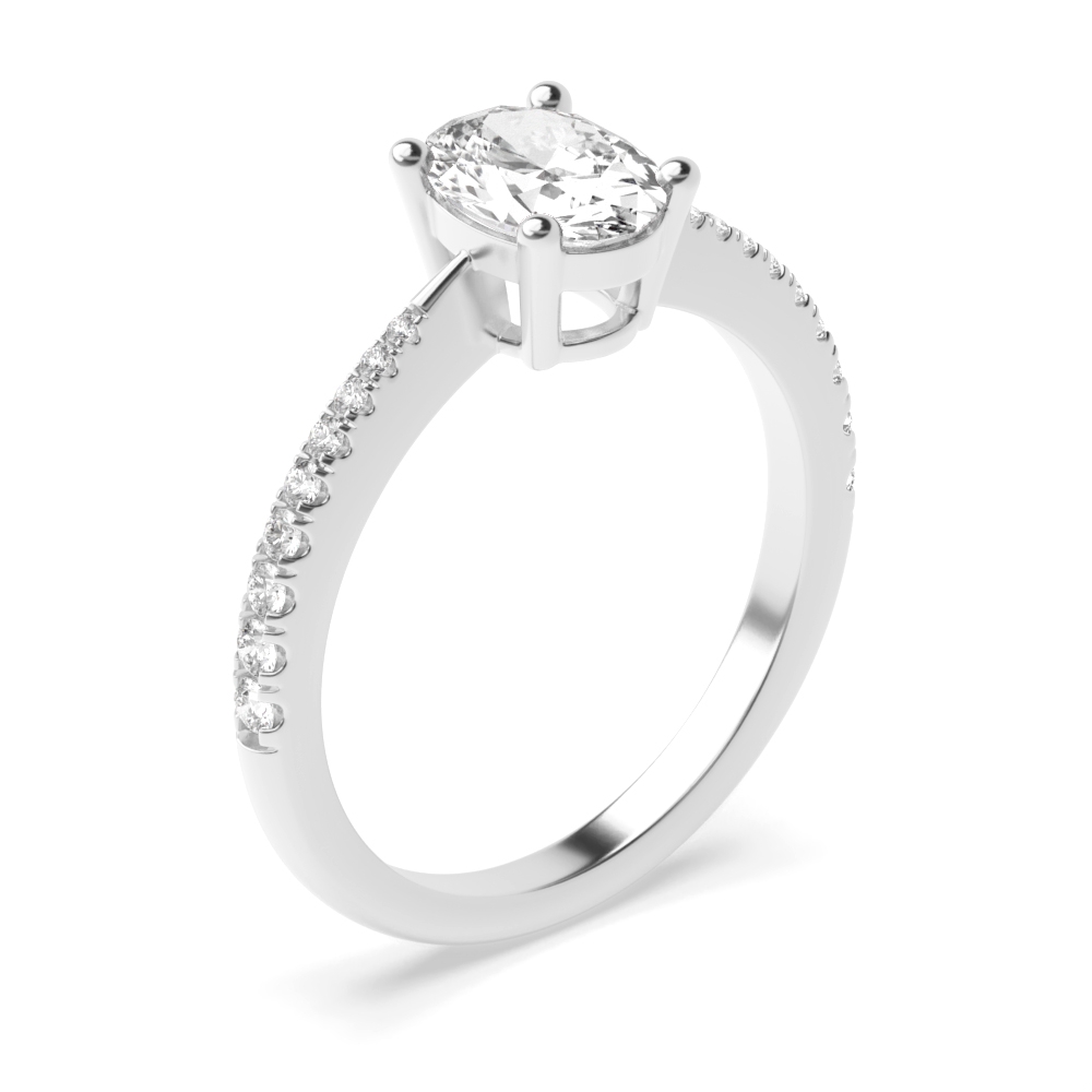 Tapering  Shoulder Oval Shoulder Set Diamond Engagement Rings