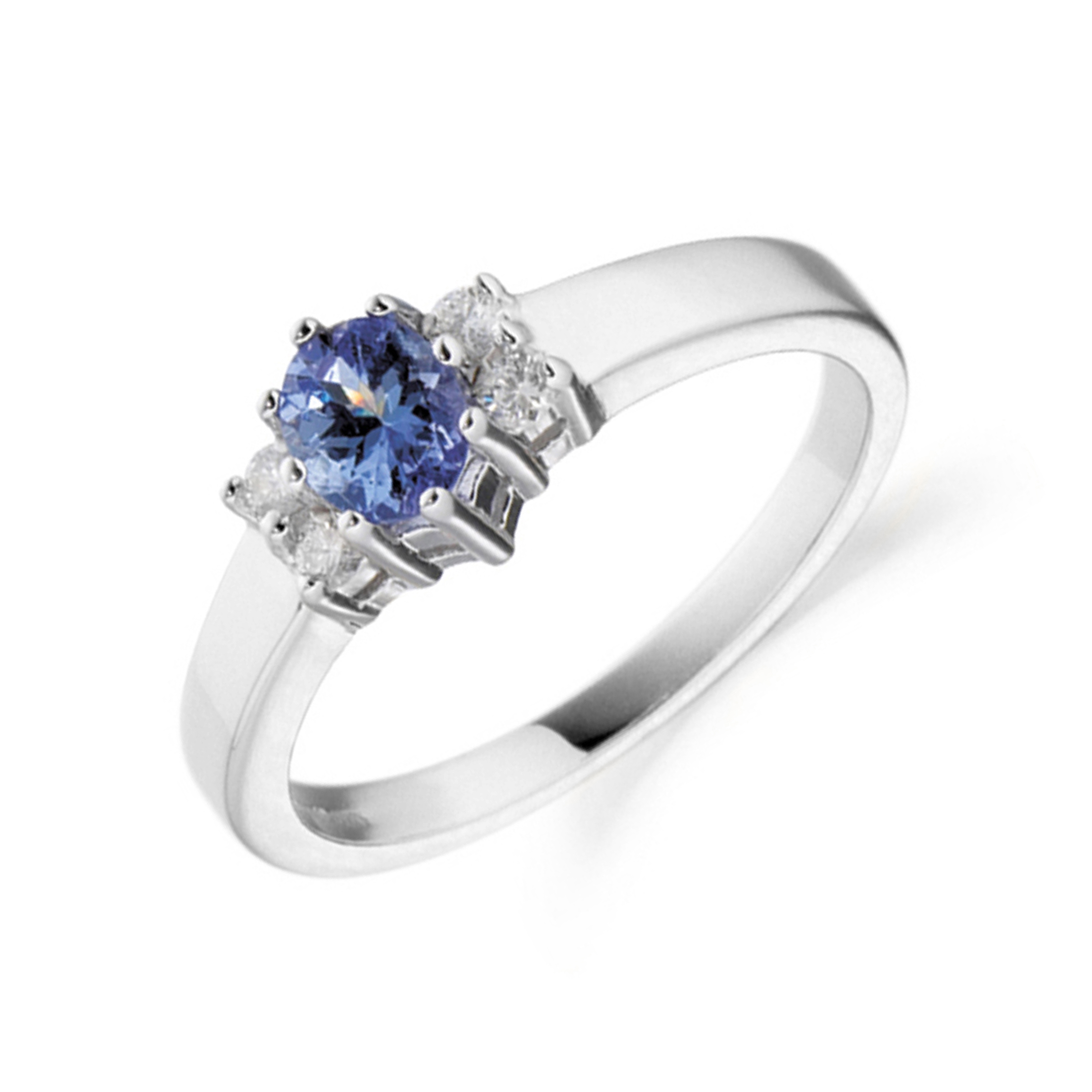 5X3mm Oval Tanzanite Five Stone Diamond And Gemstone Ring