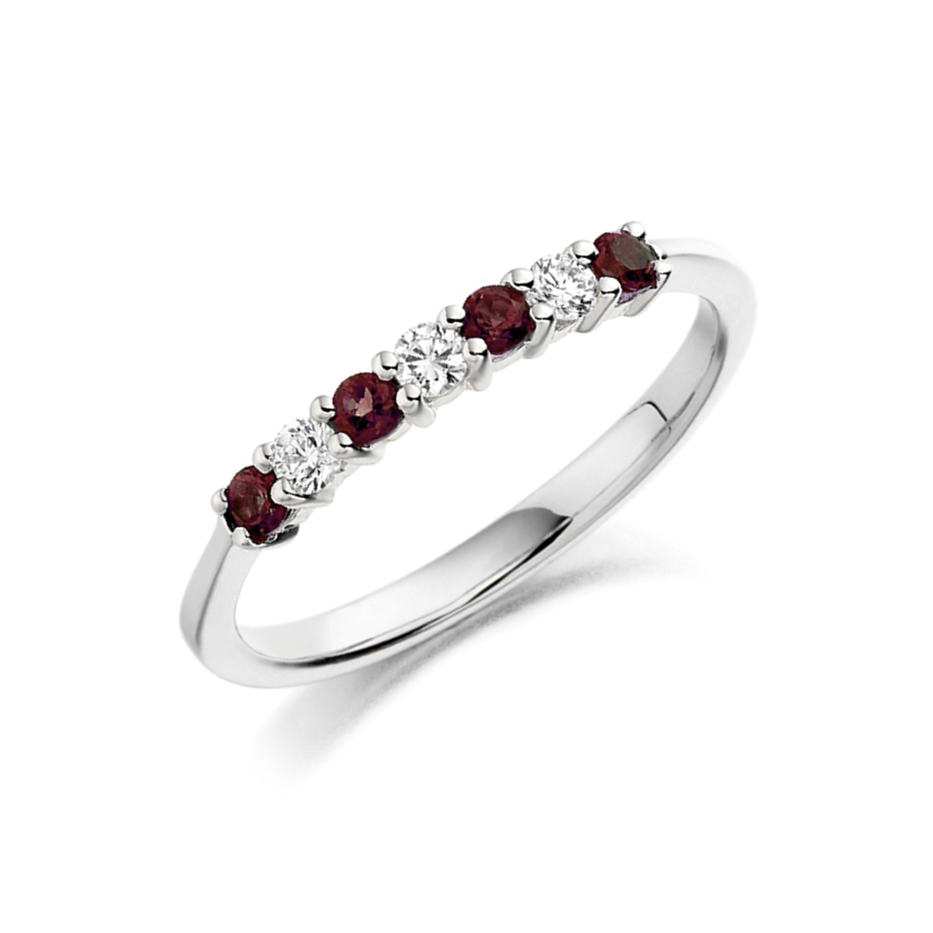 2.6mm Round Ruby Seven Stone Diamond And Gemstone Ring