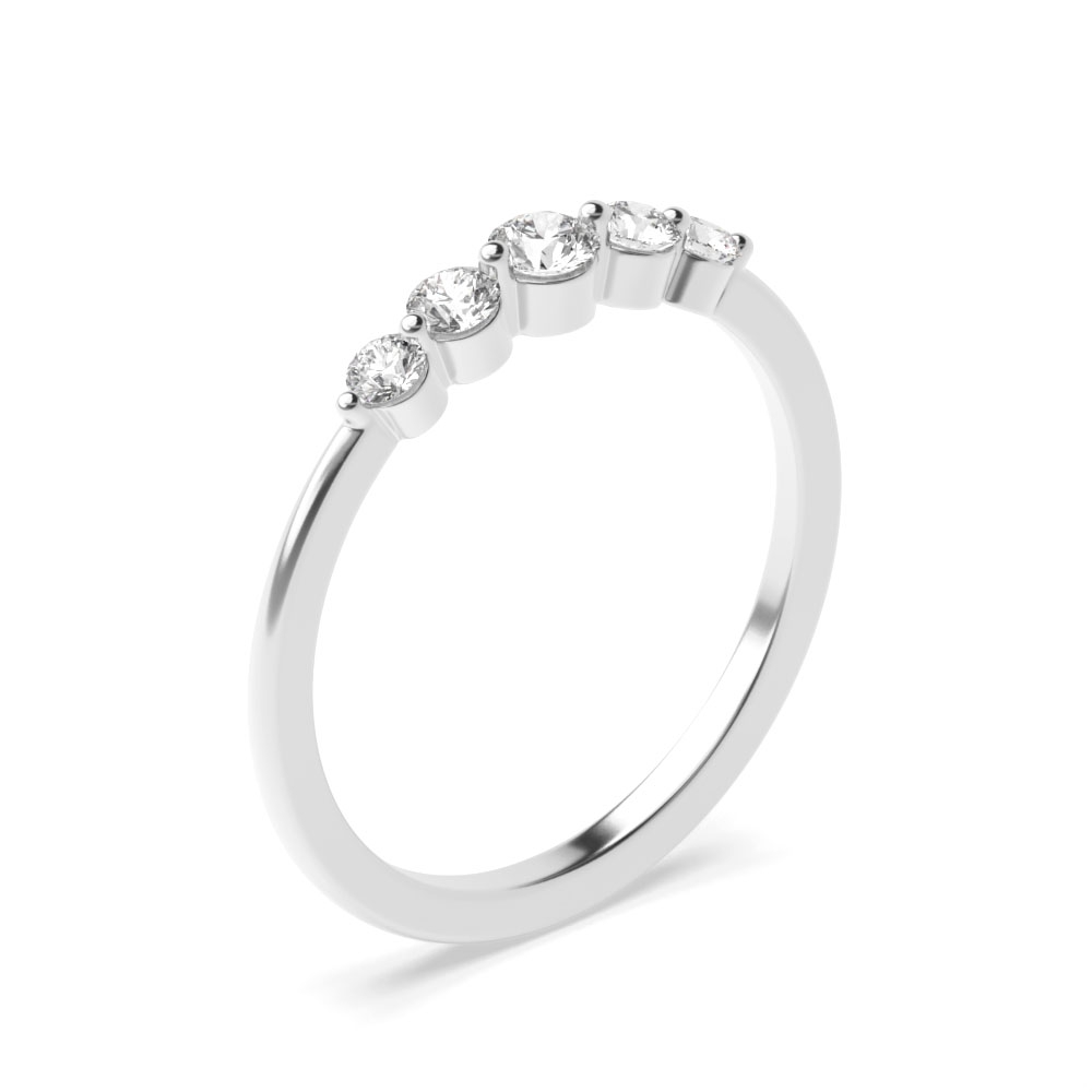 prong settings five stone round shape diamond ring