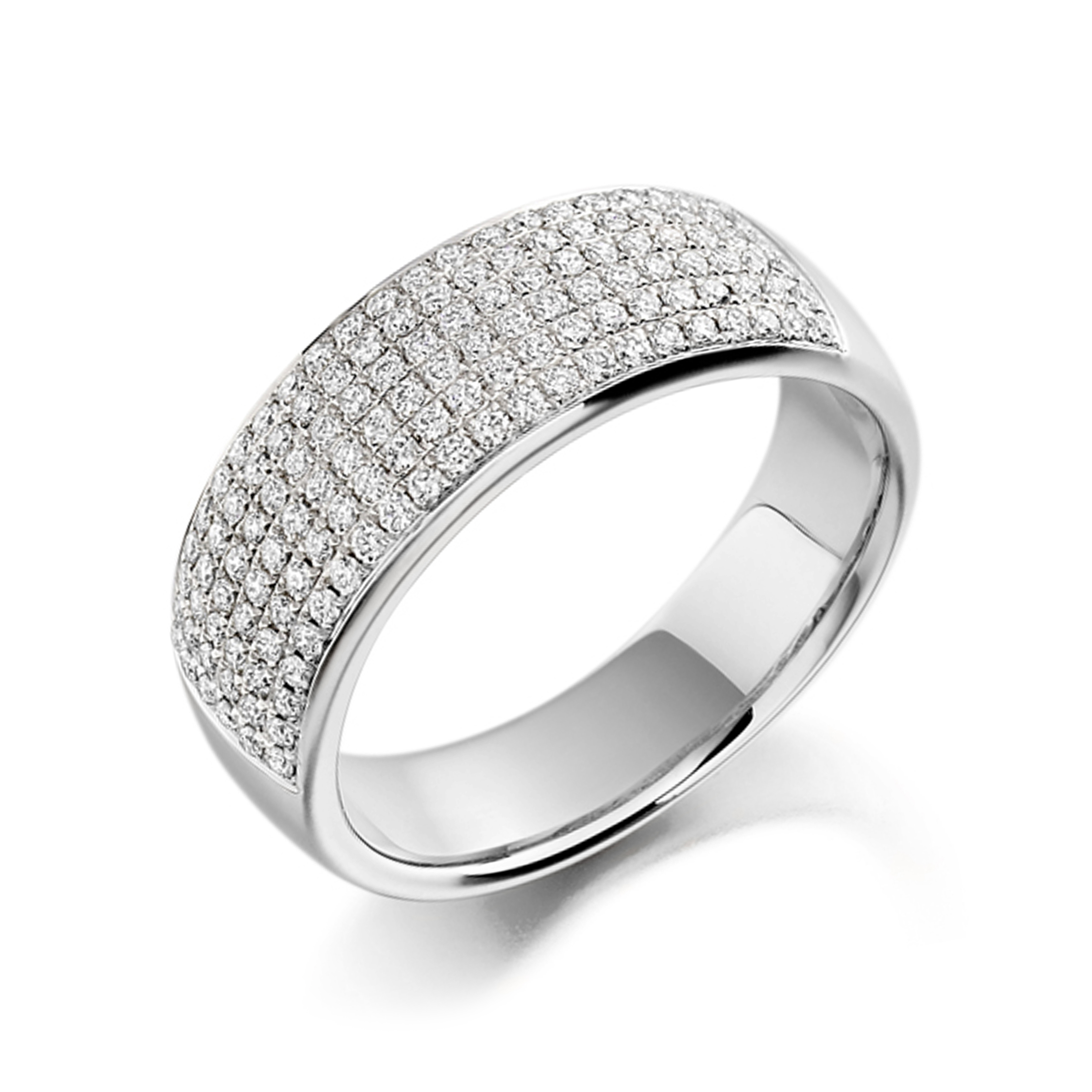 pave settings cluster half eternity round shape diamond ring
