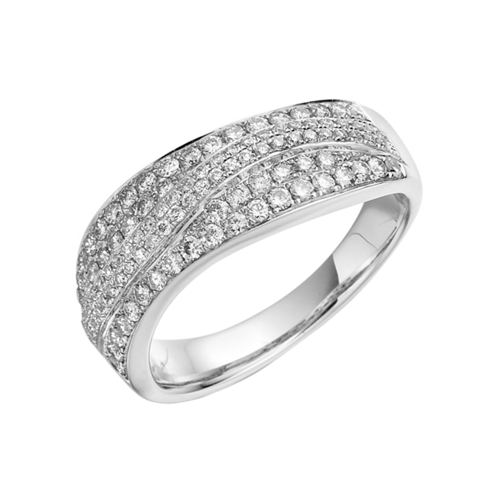 pave settings half eternity round shape diamond ring