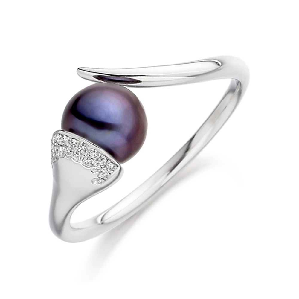 7mm Round Pearl Multiple Stones Diamond And Pearl Ring