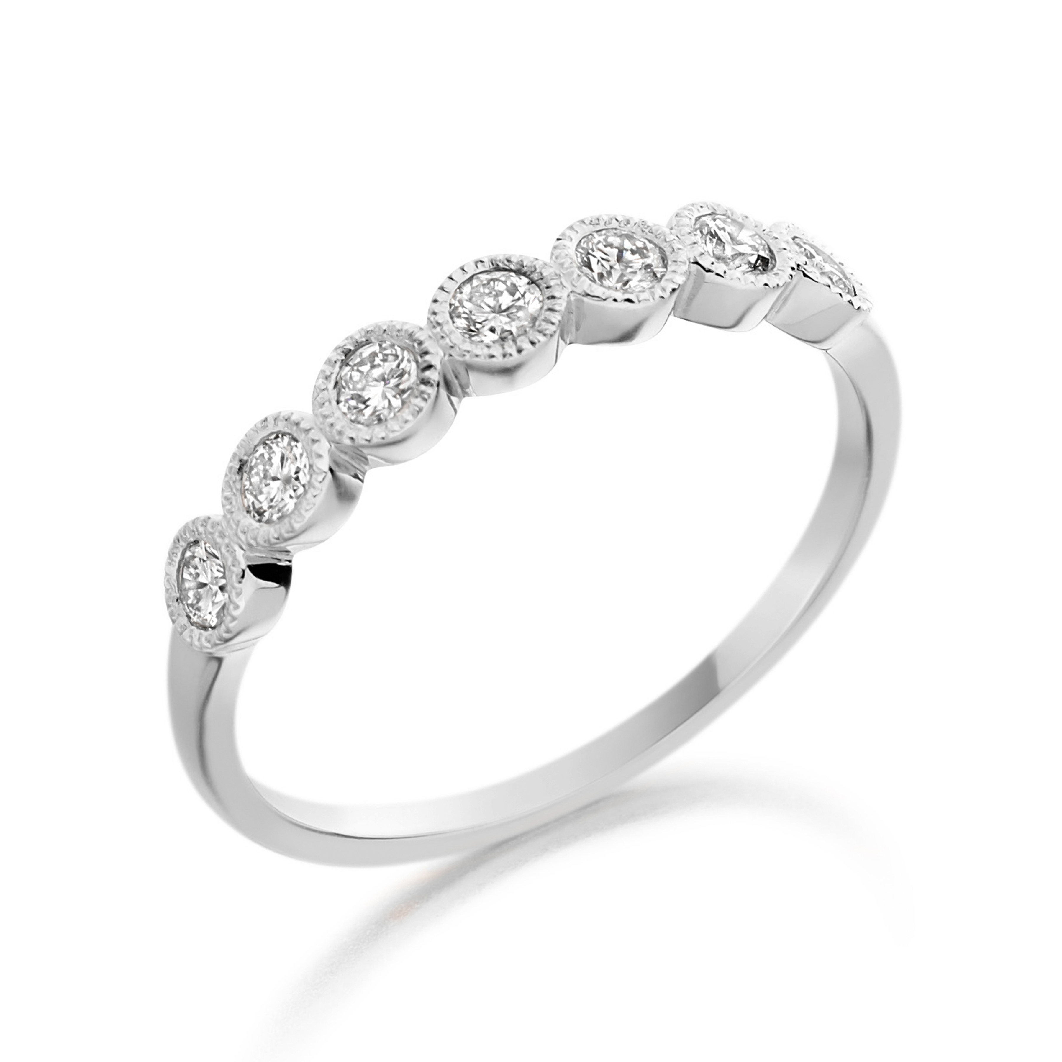 bezel settings seven stone round shape diamond ring
