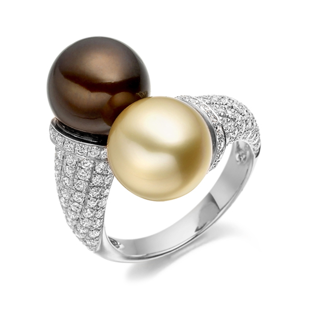 7mm Round Pearl Multiple Stones Diamond And Pearl Ring