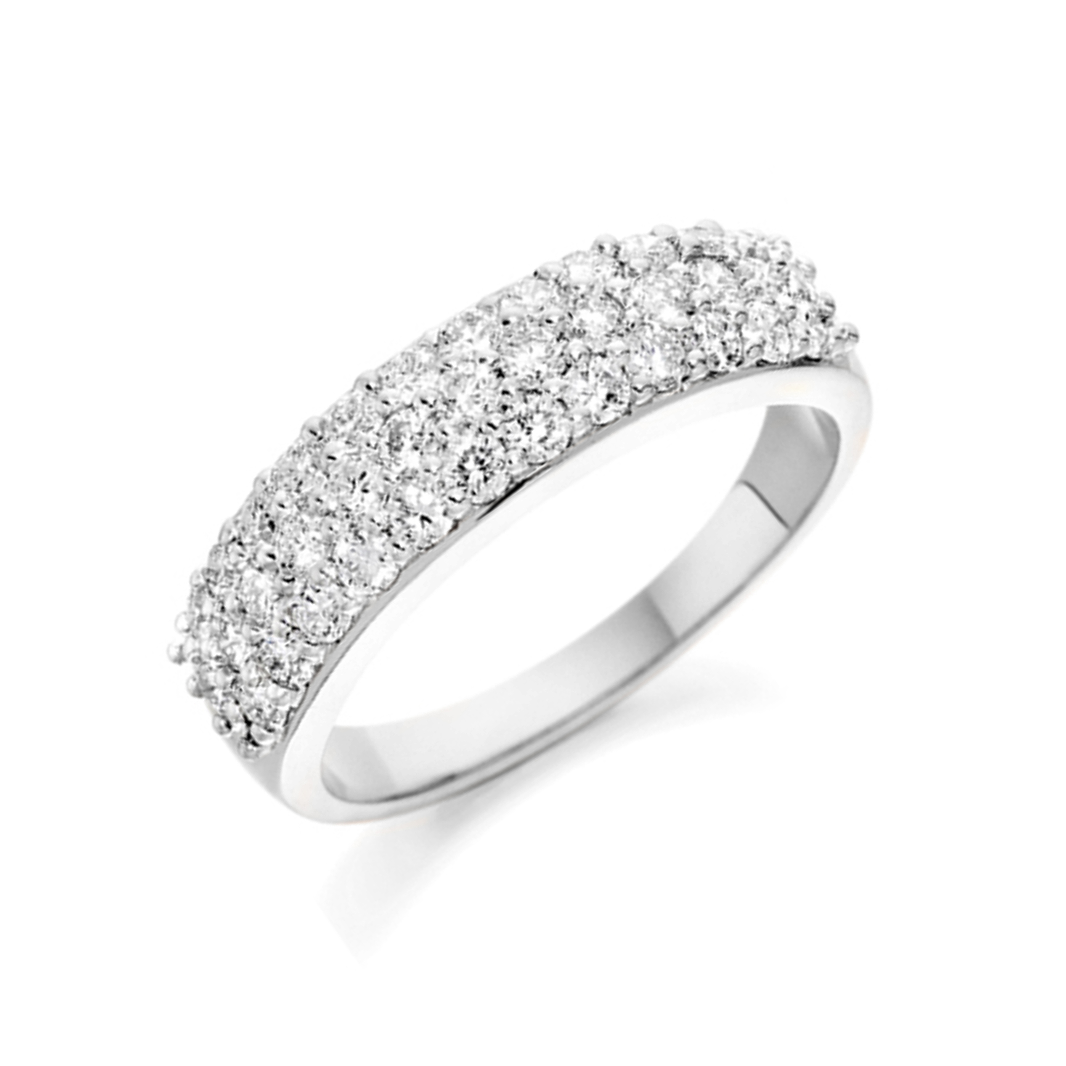 pave settings half eternity round shape diamond ring
