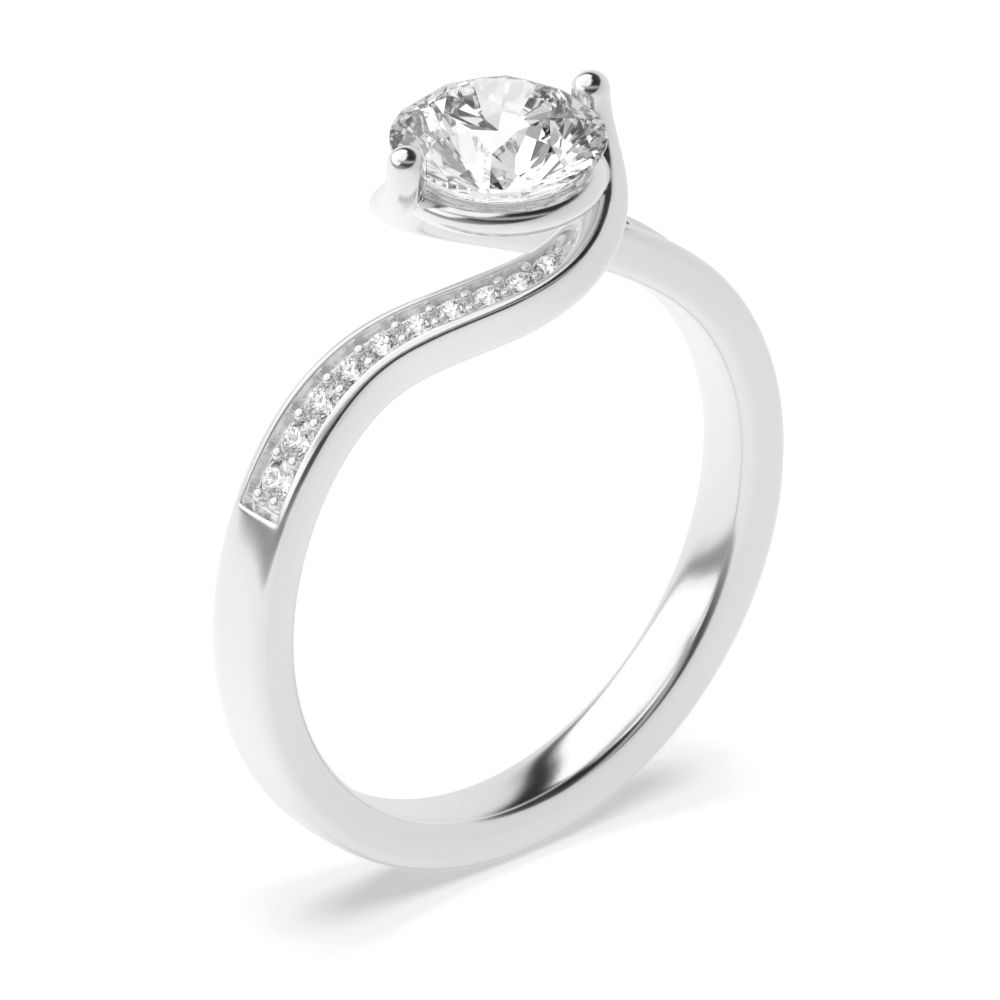 pave setting round shape cluster diamond and side stone ring