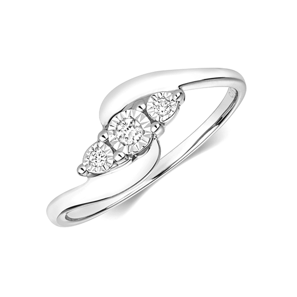 round shape  three stone illusion plate cluster ring