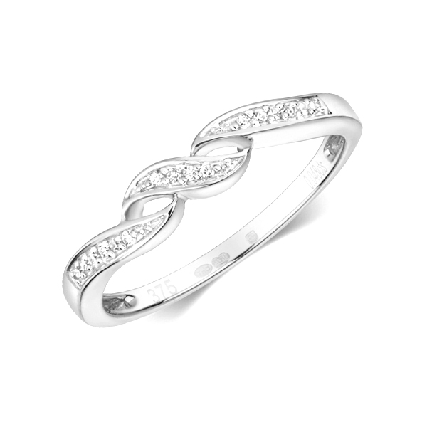 pave setting round shape happy wave engagement ring
