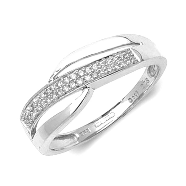 pave setting round shape wave style engagement ring