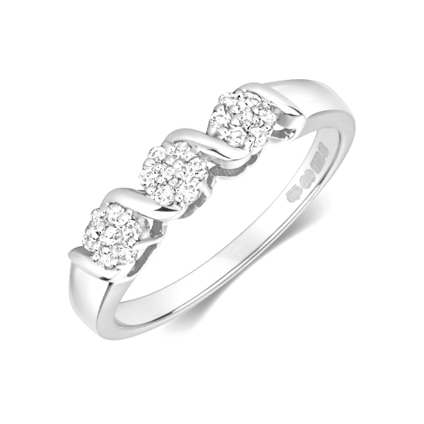 round shape 3 wave style engagement ring