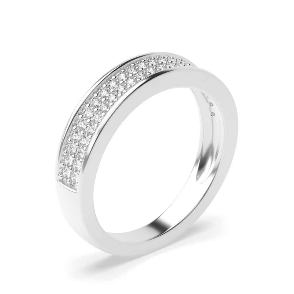 pave setting round shape half eternity ring