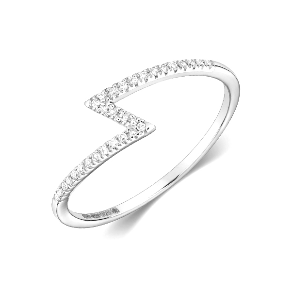 prong setting round shape zig zak diamond ring