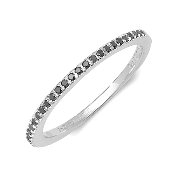 u prong setting round shape eternity black diamond ring