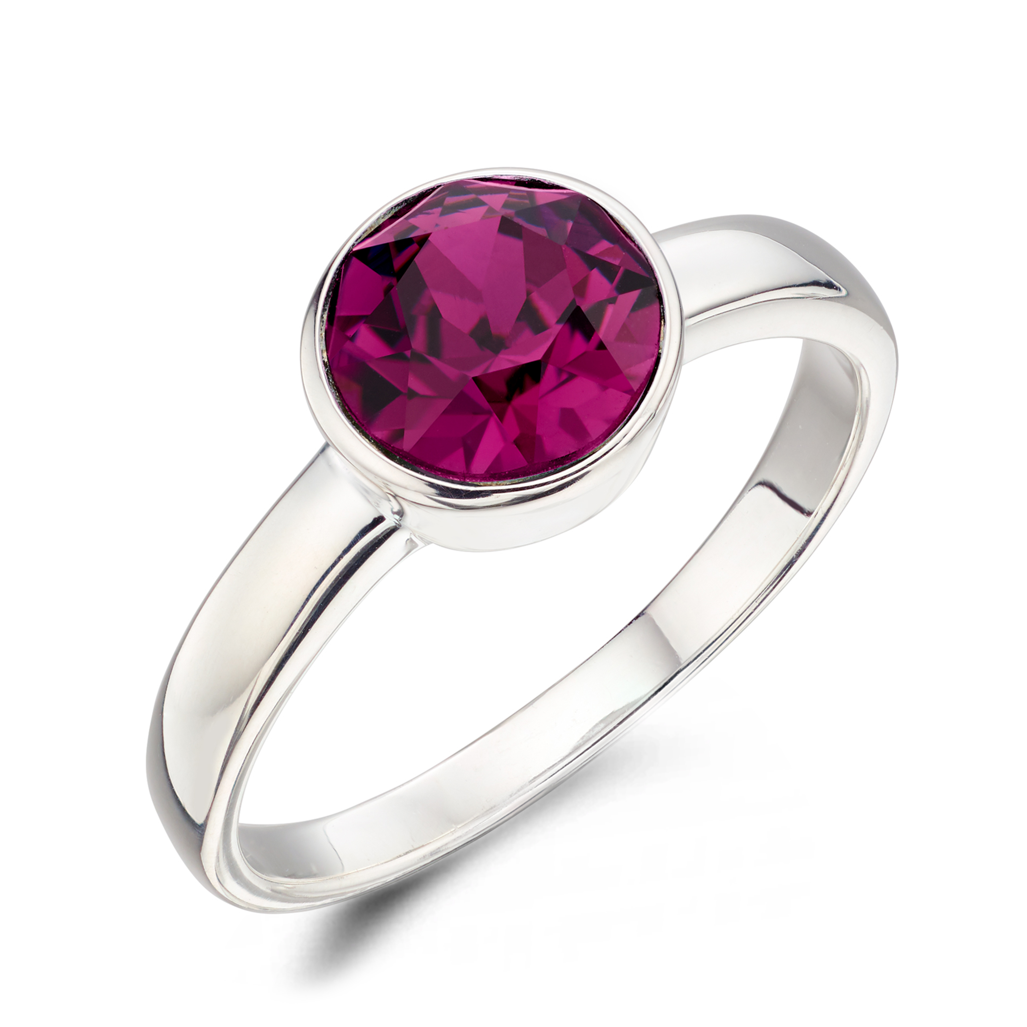 bezel setting round shape amethyst birthstone ring