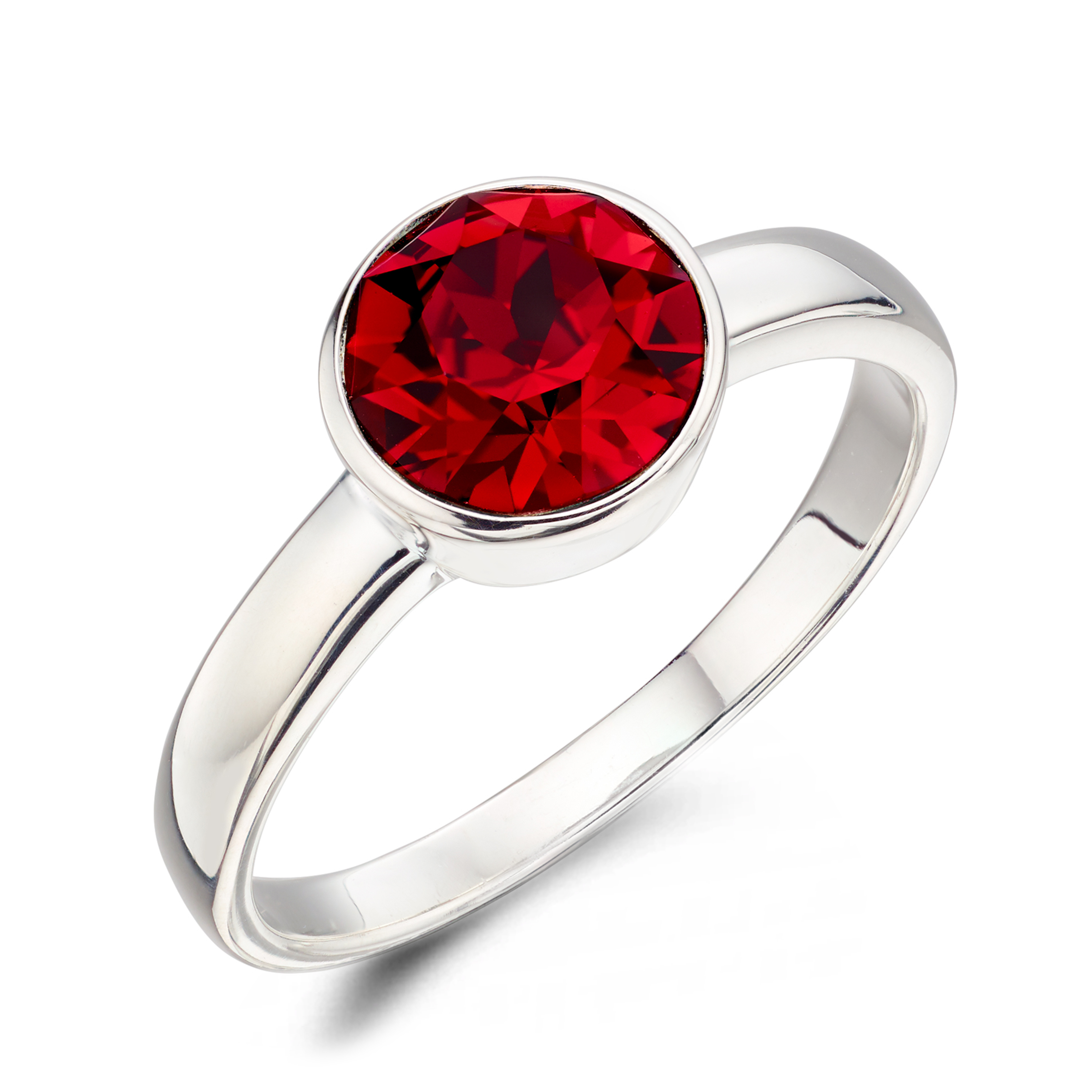 bezel setting round shape ruby birthstone ring