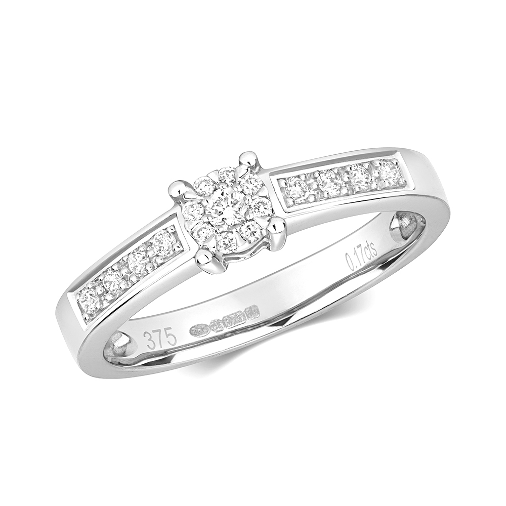 4 prong setting side stone round diamond ring