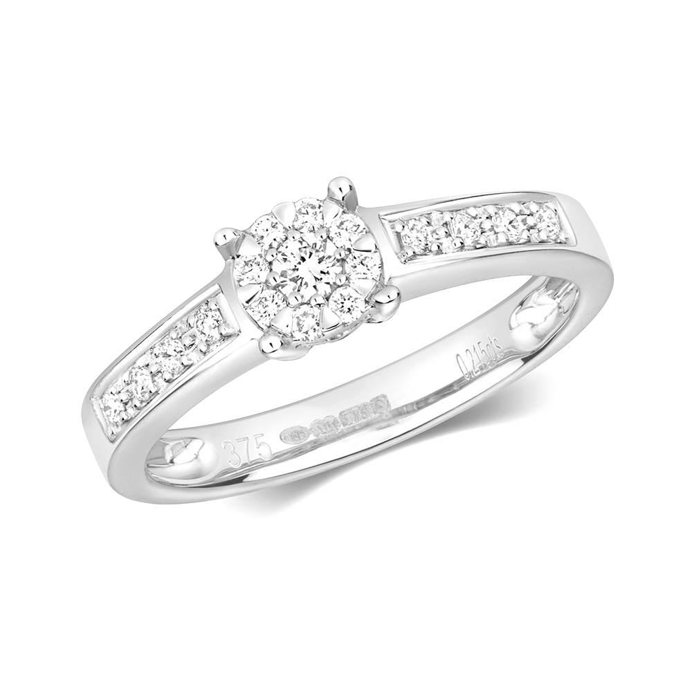 4 prong setting side stone round diamond ring