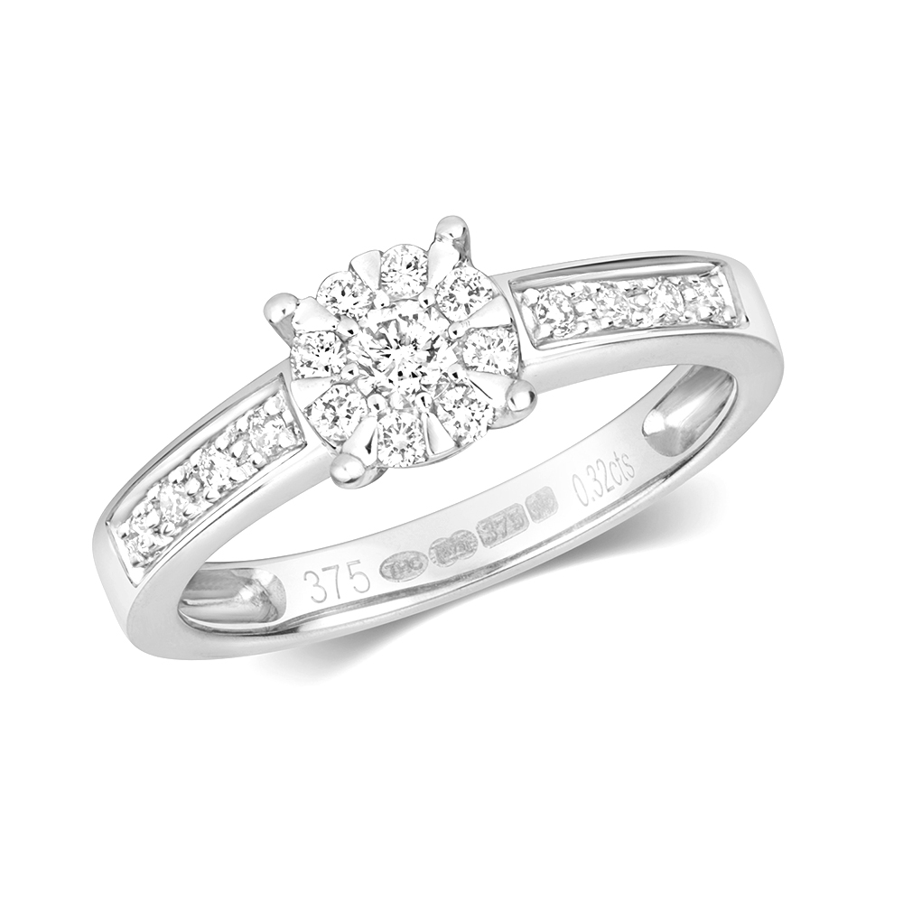 4 prong setting side stone round diamond ring