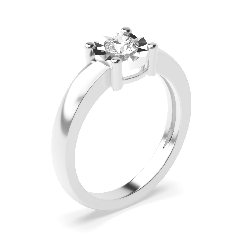 4 prong setting illusion plate round diamond ring