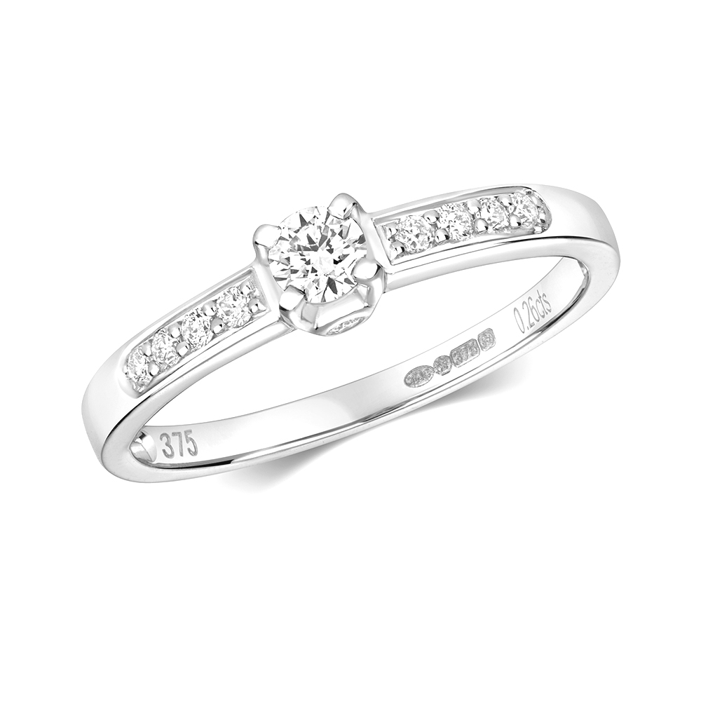 4 prong setting side stone round diamond ring