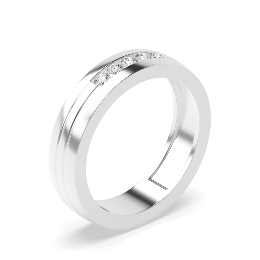 channel setting 5 stone round shape diamond ring