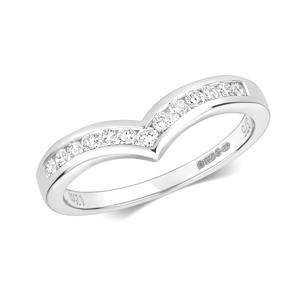 channel setting wishbone style round diamond ring