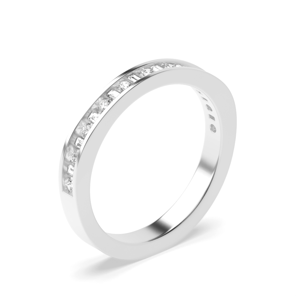 channel setting round and baguette diamond ring