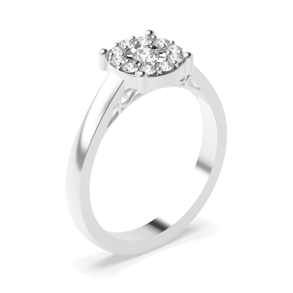 4 prong setting illusion plate round diamond ring