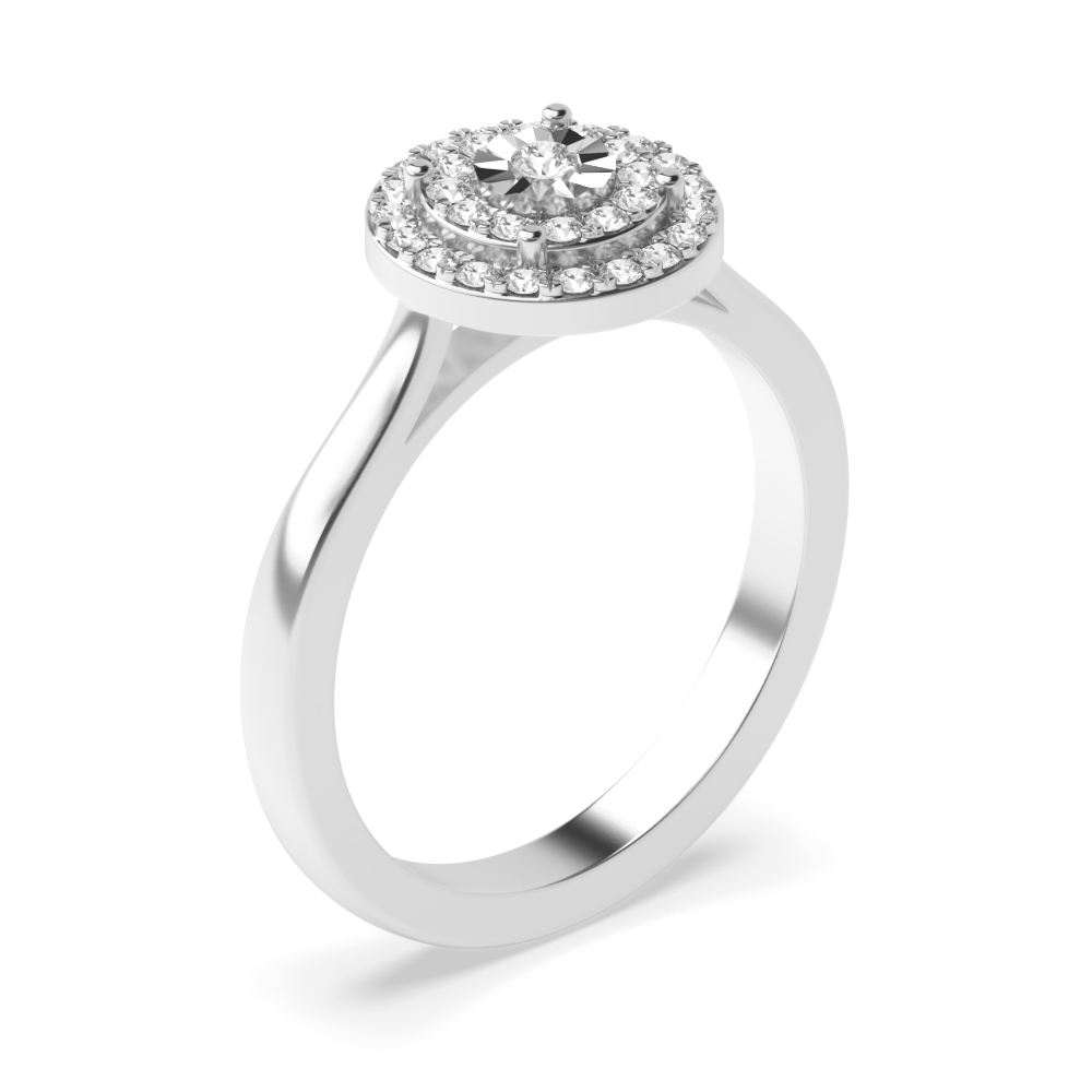 4 prong setting illusion plate round diamond ring