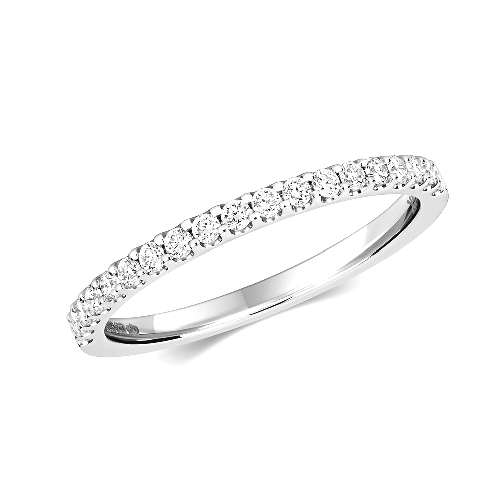 prong setting half eternity round diamond ring