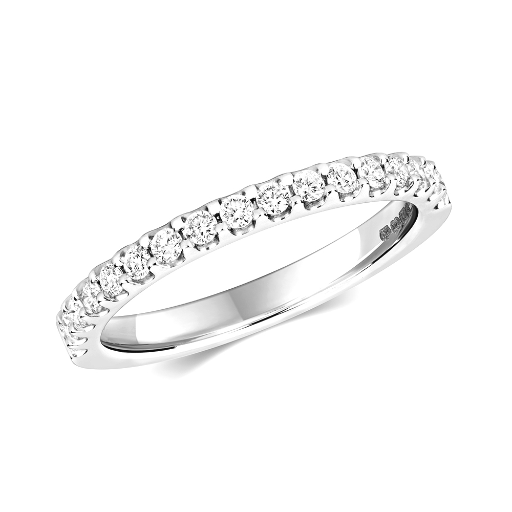 prong setting half eternity round diamond ring