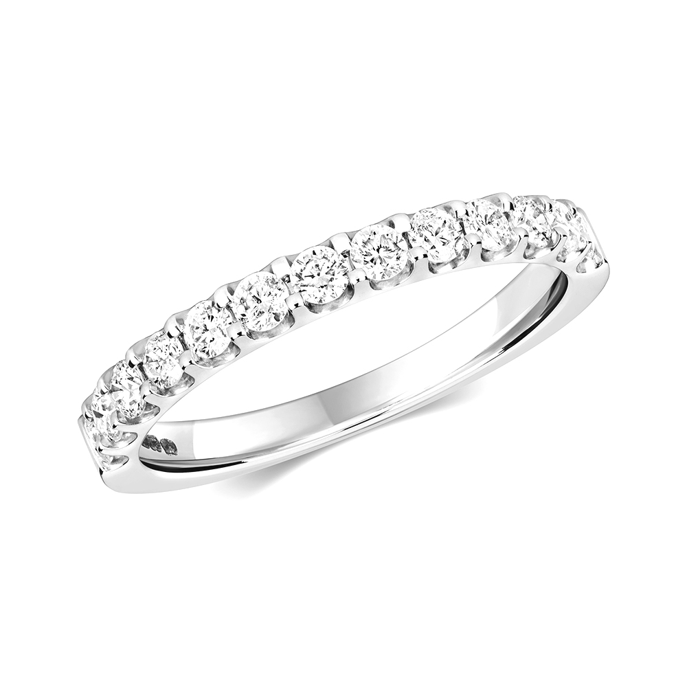 prong setting half eternity round diamond ring